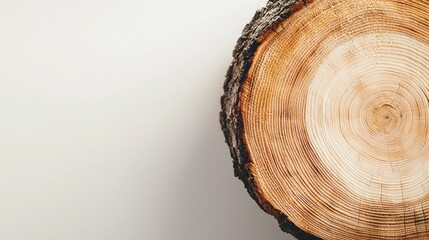 Obraz premium A beautiful cross-section of larch tree wood reveals intricate rings and textures, highlighting nature's artistry and the passage of time. The warm tones invite exploration and appreciation