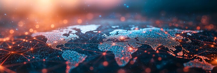 A clean world map design with marked routes, representing worldwide travel and adventure. Stock.