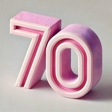 3d pink number 70 isolated