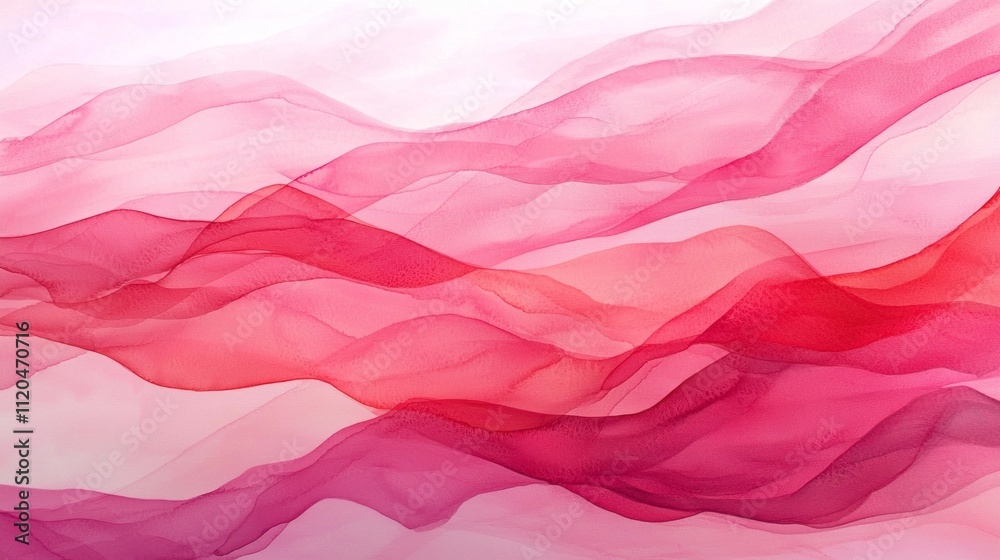 Aufkleber Soft waves of light red intertwine in a captivating abstract art piece. The flowing patterns evoke a sense of serenity and dynamic energy, inviting deep reflection and emotion