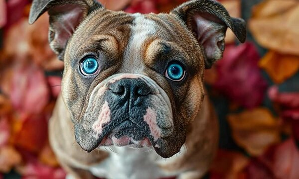 colse up bulldog with blue eye video