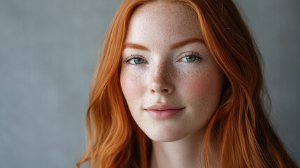 Naklejka premium freckled girl facial without make up, diverse, relatable personality. 