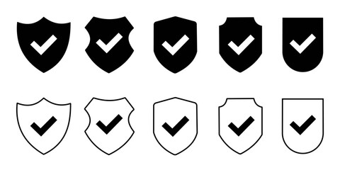 Shields check mark vector icon for web and mobile app. Protection approve sign. 