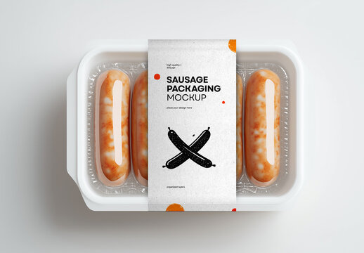 High-Quality Sausage Package Mockup &ndash; AI-Generated Design Featuring Vacuum-Sealed Sausage, Salami, and Meat Packaging for Branding and Advertising