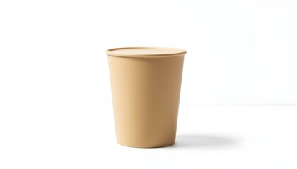 Minimalist Blank Kraft Coffee Cup. paper cup, Takeaway paper coffee cup isolated on white background, Blank take away kraft coffee cup