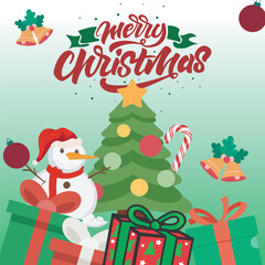 Merry Christmas invitation card vector template