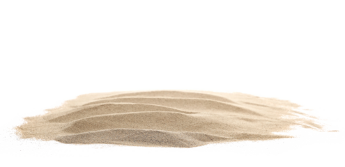 Desert sand pile, dune isolated on white, with clipping path, side view