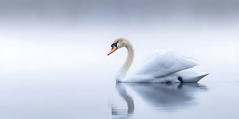 Obraz premium Cisne elegante deslizando por um lago sereno