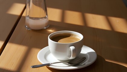A cup of Coffee above wooden table
