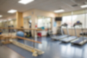 Fototapeta premium Blurred view of Hospital Physical Therapy Room