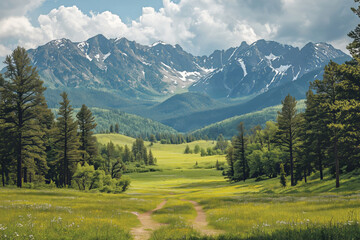 Rustic cattle drive capturing ranchers on horseback across rolling meadows