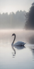 Fototapeta premium Cisne gracioso nadando em um lago sereno