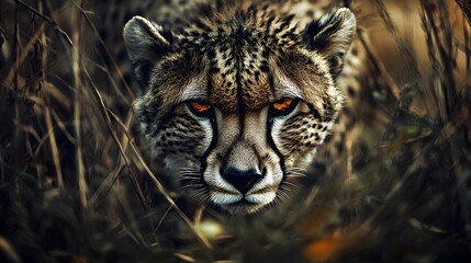 Obraz premium A photograph of an angry cheetah in the African savannah