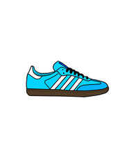 An illustration art of a casual sneakers in blue