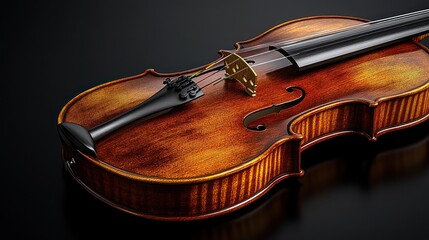 Polished violin on dark background.