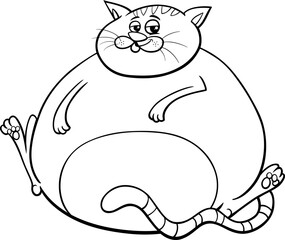 funny cartoon fat cat comic animal character coloring page