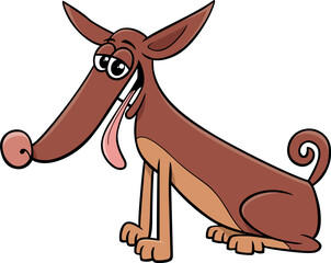 funny cartoon sitting dog animal character