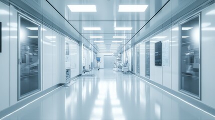 An advanced cleanroom environment with technicians working on semiconductor production.

