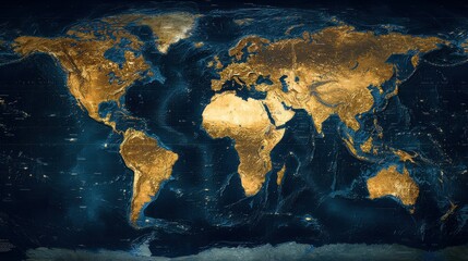 World map highlighting continents and ocean currents.