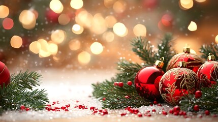 Obraz premium Merry Christmas banner adorned with festive ornaments.