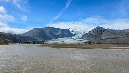 Melting glaciers and shimmering icebergs in a pristine Icelandic natural reserve