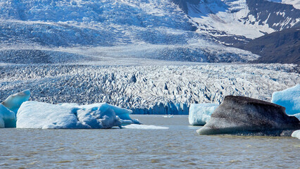 Melting glaciers and shimmering icebergs in a pristine Icelandic natural reserve