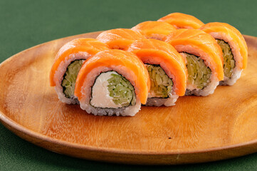 traditional Japanese sushi rolls on a plate
