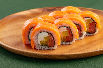 traditional Japanese sushi rolls on a plate