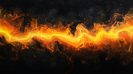 Fototapeta premium Fiery Abstract Background Orange Flames Burning Texture Hot Energy Dark Design