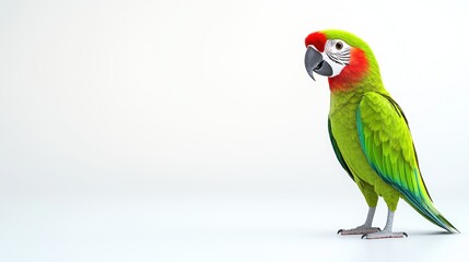 Obraz premium A colorful parrot stands on a plain background.
