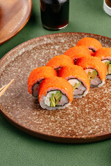 traditional Japanese sushi rolls on a plate
