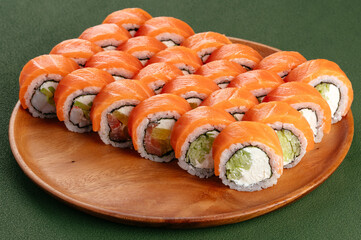 traditional Japanese sushi rolls on a plate