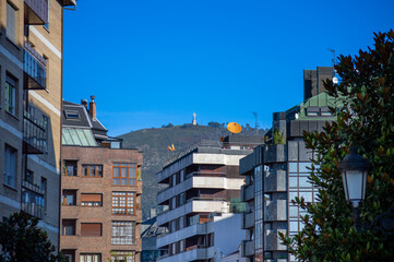 Walking on the historic town in Oviedo, Spain