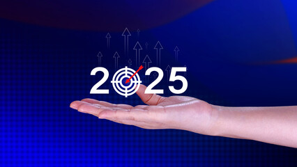 Fototapeta premium 2025 goal plan action, Business plan and strategies, Annual plan and development for achieving golas, Goal achievement and challenge success in 2025
