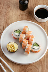 traditional Japanese sushi rolls on a plate