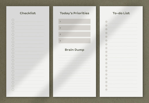 Set of 3 Planner Checklists