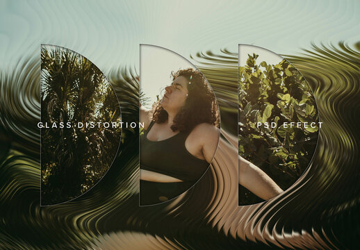 Glass Distortion Image Effect Mockup
