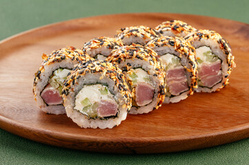 traditional Japanese sushi rolls on a plate