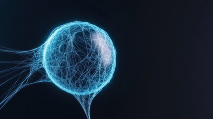 Abstract representation of a cell-like structure with glowing lines.