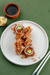 traditional Japanese sushi rolls on a plate
