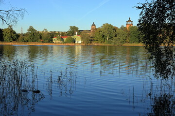 Brunnsviken lake in September 2024. Sunny and nice day.  At Hagaparken, Solna, Stockholm, Sweden.