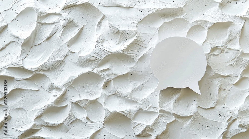 Poster a close-up view reveals a delicate paper speech bubble set against a beautifully textured white back