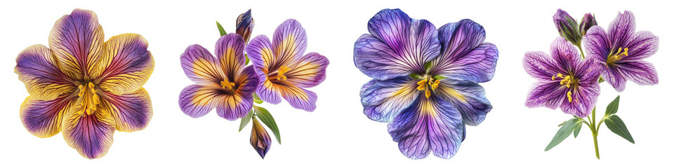Salpoglossis isolated on transparent background, Set of