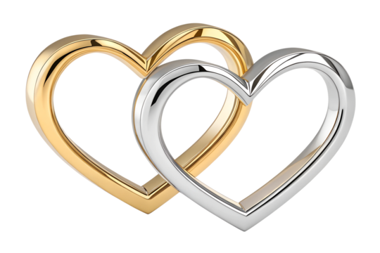Beautiful heart shaped rings in gold and silver transparent
