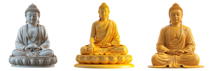 Set of Buddha, isolated on transparent background