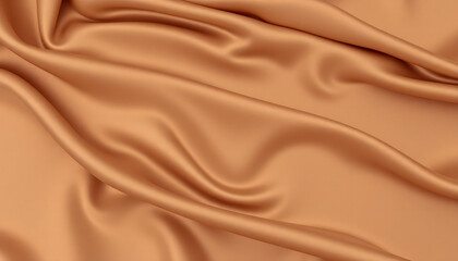 Fototapeta premium Shiny orange satin fabric in smooth, flowing folds, showcasing a luxurious and vibrant texture.