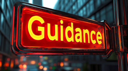 Guidance Arrow Sign Showing Direction for Financial Future and Earnings Estimates