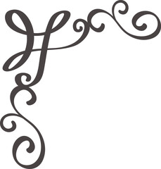Fototapeta premium Hand drawn swirls and flourishes create an elegant and decorative corner design, perfect for adding a touch of sophistication to invitations, stationery, or other design projects