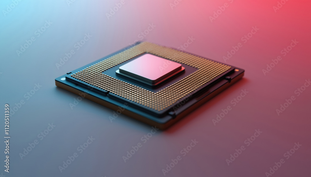 Poster gold and silver processor on gradient background: a processor with gold and silver elements on a gra