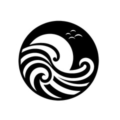 wave icon,logo and illustration vector black and white